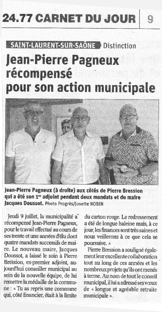 2020_07_Jean-Pierre Pagneux récompensé pour son action municipale_mairie de saint laurent sur saone